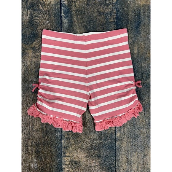 Matilda Jane Girls Size 14 Bonnie Striped Ruffle Trim Shorties! Ruched Sides! - Picture 5 of 6